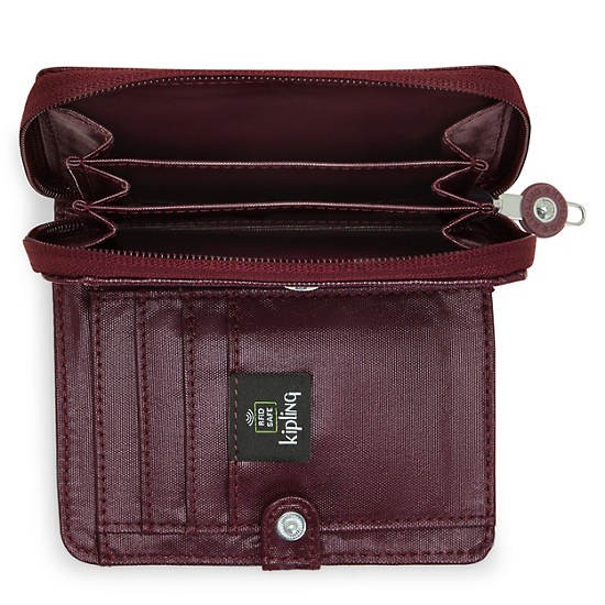 Kipling Money Love Metallic Small Wallet Wallets Burgundy Lacquer | CA 2206WN